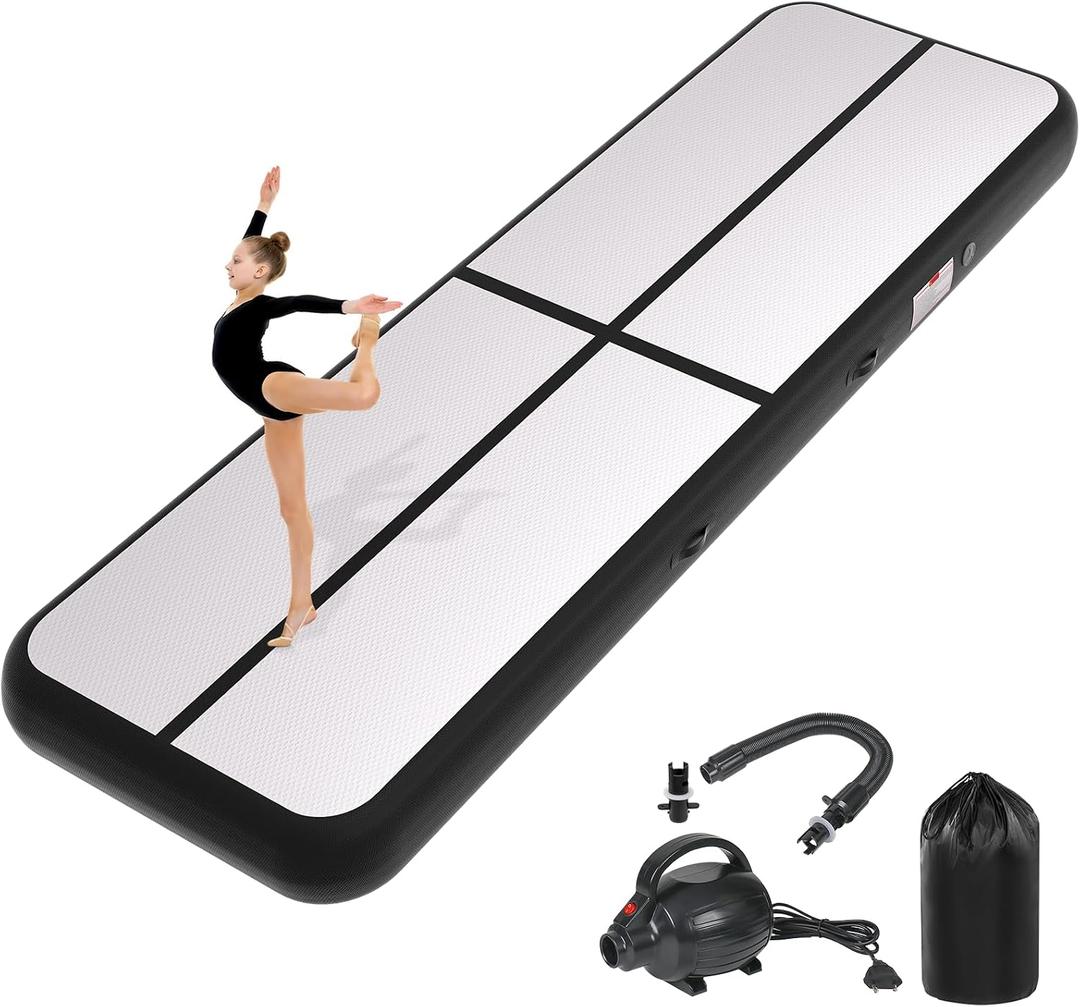 KIKILIVE Inflatable Gymnastics Tumbling Mat 6.6ft*3.3ft*4in Black