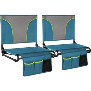 HIGH POINT SPORTS Folding Stadium Seat Bleacher Chair with Mesh Bag and Hide Hooks, Portable Stadium Chair with Back, Outdoor Comfort Chair, Blue Green HIGH POINT SPORTS Folding Stadium Seat Bleacher Chair with Mesh Bag and Hide Hooks, Portable Stadium Chair with Back, Outdoor Comfort Chair, Blue Green