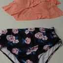 Womens Tankini Swimsuits Ruffled Tank Top Tummy Control Floral Modest Swimwear High Waisted Bikini (XX-Large, Orange)