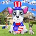 5FT Tall 4th of July Inflatable Puppy Bulldog with Heart American Flag Built-in 2 Bright Led Lights for Blow Up Patriotic Inflatables Outdoor Decorations