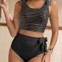 Two Piece High Waisted Swimsuits - Women Tummy Control Bikini Modest Bathing Suit 2PC 2025 (Black, M)