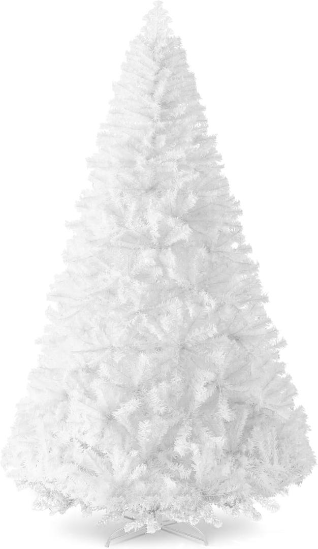 Best Choice Products Artificial Christmas Tree, 4.5ft Premium Unlit Pine Design, Dense Branches Realistic Holiday Dcor w/Easy Assembly - White