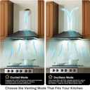 Soonye 24 Inch Wall Mount Range Hood Ducted/Ductless Convertible Kitchen Exhaust Hood with 450 CFM Motor, 3 Speed Fan, LED Lighting and Dishwasher Safe Filters, Matte Black Painted Finish