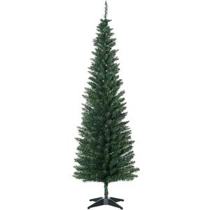 HOMCOM 6' Artificial Pencil Christmas Tree, Slim Xmas Tree with 390 Realistic Branch Tips and Plastic Stand, Green