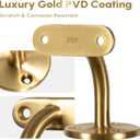 Heavy Duty Gold Handrail Brackets for Indoor Stairs, 304 Stainless Steel Stair Railing Bracket, Wall Mount Banister Brackets for Wood & Metal Stair Railing (4 Pack)