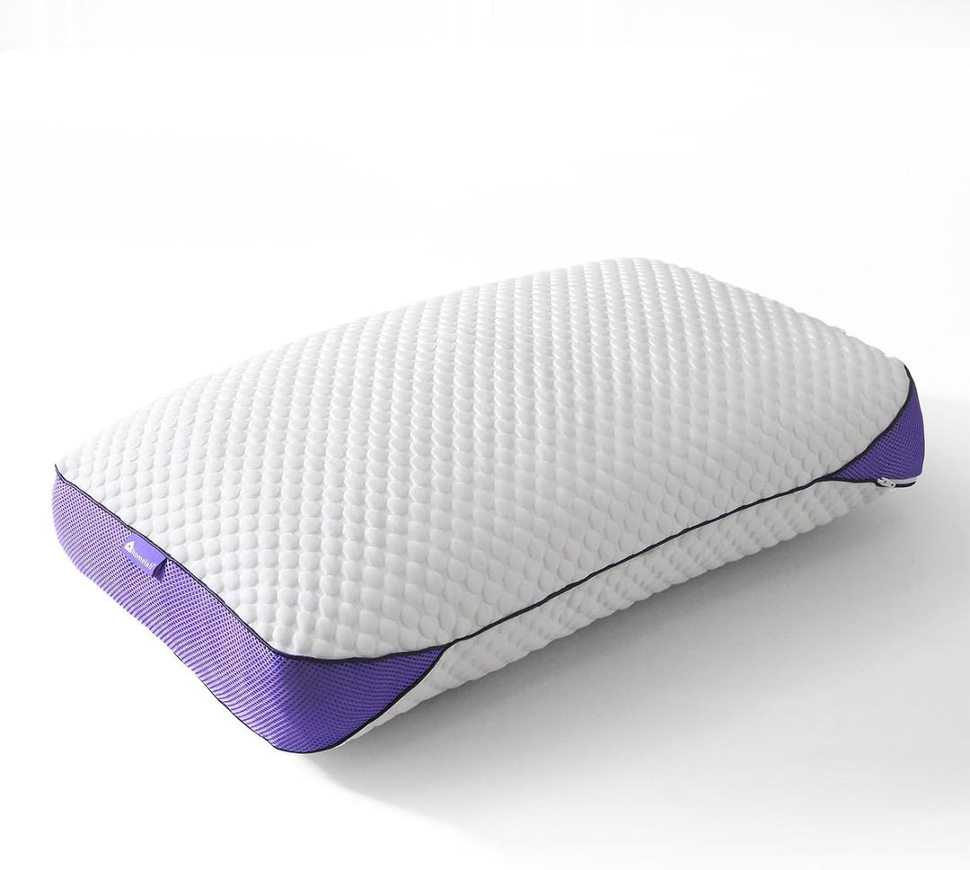 HOMELAB Adjustable Shredded Memory Foam Pillow Queen Size, Cooling Bed Pillow for Sleeping with Removable Cover, Medium Pillow for Side Stomach & Back Sleepers, 1 Pack 20"x28" (White)