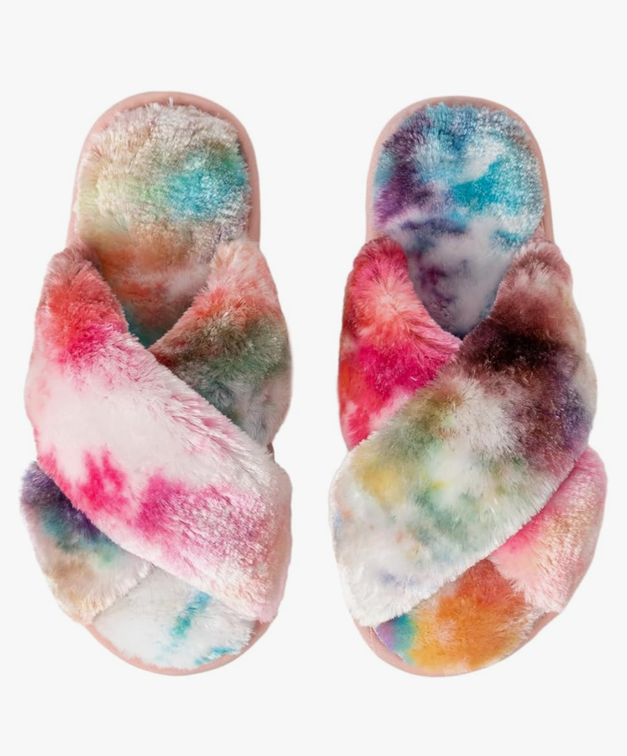 Women's Cross Band Fuzzy Slippers Fluffy Open Toe House Slippers, Size 28-29 Women's Cross Band Fuzzy Slippers Fluffy Open Toe House Slippers, Size 28-29