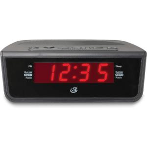 GPX C224B Dual Alarm Clock AM/FM Radio with Red LED Display (Black)