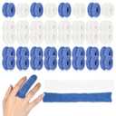 Nuanchu 40 Pcs Finger Bandage Finger Cots Protectors Tubular Breathable Bandage for Wound Care Cotton Fingertips Covers Disposable Cots for Thumb Sprains Gardening Fitness (White,Blue,23.6 Inch)