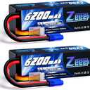 Zeee 4S Lipo Battery 6200mAh 14.8V 80C Hard Case Battery with EC5 Connector for Car Truck Tank RC Buggy Truggy Racing Hobby(2 Packs)