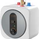 Under Sink Instant Water Heaters 2.5 Gallon Mini Tank Water Heater 110V,120V Digital Display RV Small Hot Water Heater with T&P Vavle 3-Way Water Diverter (Gray)