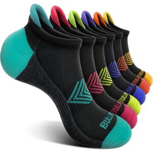 BULLIANT Socks For Women 6Pairs-Womens Athletic Ankle Socks No Show Cushioned for Walking Running-Compression Arch Support (9-10)