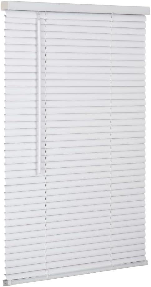 LOTUS & WINDOWARE 1" Premium Vinyl Blind, Room Darkening, Cordless, 25" Wide x 42" Long, White - Horizontal Window Blinds for Interior, Door Blinds - Camper Blinds, 1" Slat Size