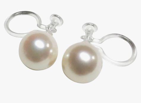 Mani・Mani 7-7.5mm Japanese Cultured Akoya Pearl nvisible Clip On Earrings Care cloth with Jewelry Pouch