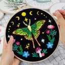 Nuberlic Moth Embroidery Kits for Beginners - Embroidery Starter Cross Stitch Kit DIY Needlepoint Including Cloth with Pattern, Hoop, Needles Instruction and Threads