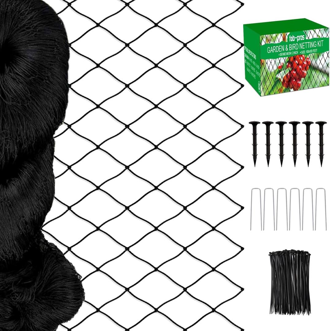 Bird Netting - 25'x25' Heavy Duty Nylon Net with 2' Mesh for Garden Protection, Chicken Coop, Fruit Tree, Orchard