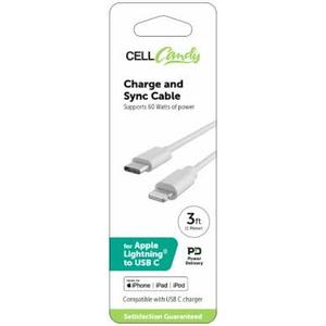 Cell Candy Fast Charge And Sync Cable Apple Lightning And USB_C 2Pack