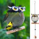 Solar Owl Bird Feeder Squirrel Proof for Outside - Unique Cute Metal Animal Shaped Wild Bird Feeder with Solar Light, Wind Chime, Gift for Bird Lovers(Owl)