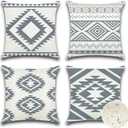 5 x OTOSTAR Outdoor Waterproof Throw Pillow Covers 18x18 Inch Set of 4 Boho Farmhouse Outdoor Cushion Covers for Patio Funiture GardenGeometry80-Grey