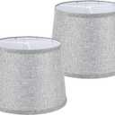 Set of 2 Empire Lamp Shades, 13 Inch Medium lampshades, Handcrafted Natural Linen Fabric lampshade, Assembly Required, Lamp shade for Table Lamp and Floor Light (11"x13"x10", Grey)