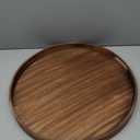 Round Decorative Tray, Extra Large Wooden Serving Tray with Handles, 11.8in Vintage Brown Decorative Trays for Coffee Table,Kitchen Counter,bandejas decorativas