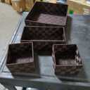 Woven Storage Baskets for Organizing, Small Baskets Cube Bin Container Tote Organizer Divider for Drawer, Closet, Shelf, Dresser, Set of 4(Brown)