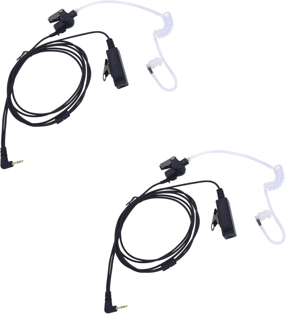 2Pcs 2.5mm Acoustic Tube Earpiece with PTT Mic Two Way Radio Headset for Motorola Talkabout T200 T210 T260 T600 T800 for Hytera HYT TC-310 TC-320 Garmn rino 650 750 755 Walkie Talkie (2 Pack)