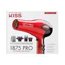 KISS 1875 Watt Pro Tourmaline Ceramic Hair Dryer, Styling Edition, 3 Heat Settings, 2 Speed Settings, Cool Shot Button, 7 Blow Dryer Accessories Included, 2Year   Red