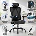 Ergonomic Office Chair, Full Mesh Desk Chair with 5D Armrests | Adjustable Lumbar Support & Headrest, 135 Stepless Reclining Backrest, Holds 350 LBS Home Task Computer Chair