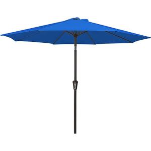 MEWAY 9ft Patio Umbrella Outdoor Table Umbrellas with Push Button Tilt and Crank, Market Umbrella 8 Sturdy Ribs for Deck, Garden, Pool and Backyard, Blue