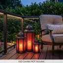 VELA LANTERNS Set of 3 Red Glass & Black Metal Moroccan Candle Lantern Holders (XL, Large, Small) - Decorative Indoor/Outdoor Decor for Patio, Floor, Weddings & Ramadan