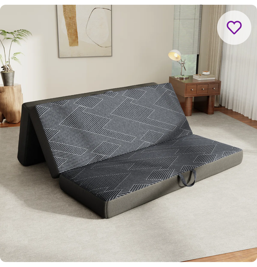 Tri-Fold 4'' Memory Foam Mattress, Portable Folding Mattress With Washable Cover For Murphy Bed