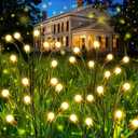 OZS 4 Pack Total 32 LED Solar Garden Lights Fairy Outdoor - Solar Firefly Lights Outdoor, Sway by Wind, Waterproof for Garden Patio Pathway Fairy Decoration (Warm White)