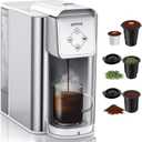 SIFENE single serve brewer 3-in-1 coffee machine for coffee pods ground loose tea 6 to 10oz brew sizes 50oz removable tank 1150w compact efficient white (Whiite)