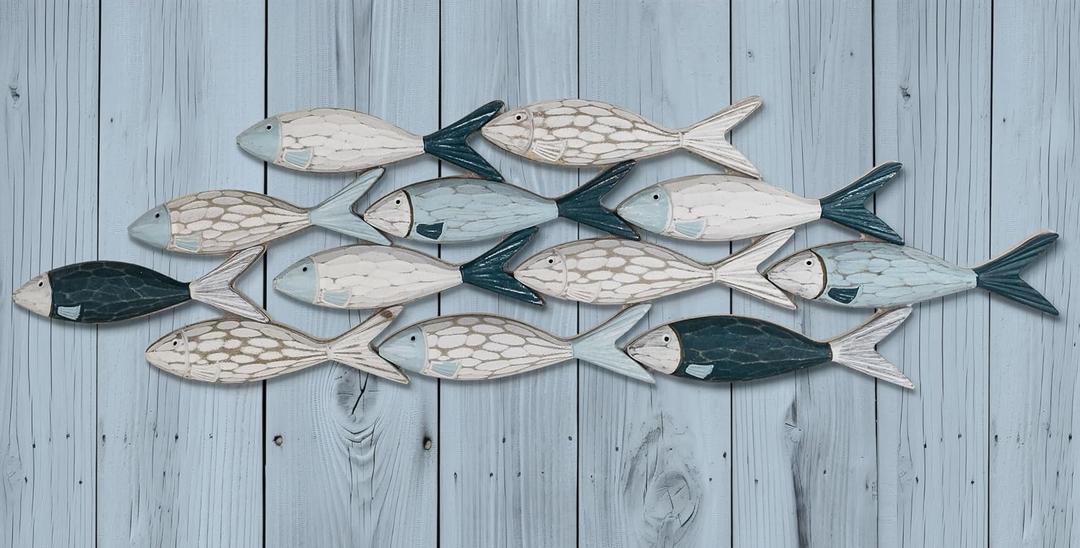 SAILINGSTORY Wooden Fish Wall Decor Coastal Beach Decoration for Home Lake House Decor Extra Large