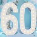 LOBOOM 4FT Light Up Numbers,Giant Marquee Number Big Mosaic Number for 60th Birthday Party Decorations Backdrop Anniversary Decor, Pre-Cut Frame Large Number 60