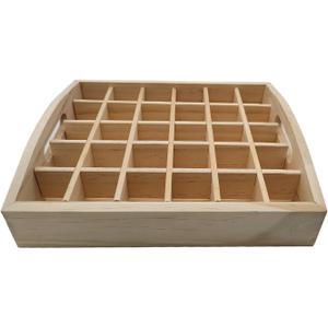 MIAO YUAN Wooden Essential Oil Bottle Storage Box, Multi-compartment Essential Oil Display Box, 30 Compartment Removable Large Capacity Organizer