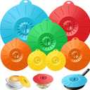 7 Pack Silicone Lids Microwave Splatter Cover, 5 Sizes Reusable Heat Resistant Suction Lids for Bowls Plates Pots Pans Oven Fridge, BPA Free, Ideal Mother's Gift,7-Pack Silicone Lids