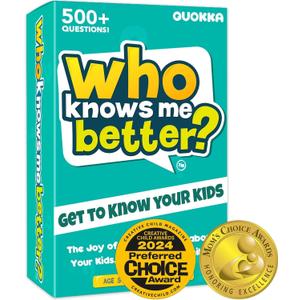 Family Board Games for Kids and Adults - Trivia Card Games for Kids 8-12 and Adults - Who Knows Me Better for Family Game Night - 500+ Facts Questions from Ages 6-8 Fun Travel Car Activities for 5+