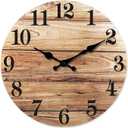 XNM Round Wood Wall Clock for Kitchen 12 Inch Farmhouse Small Wall Clocks Battery Operated Brown Wall Clock Silent (MDF No Solid Wood)