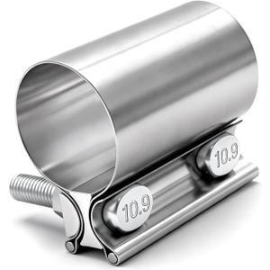 1.75" Butt Joint Band Exhaust Seal Clamp Sleeve,45mm Stainless Steel Exhaust Sleeve Band for Exhaust Pipe, Muffler,Manifolds,Coupler H-031-45