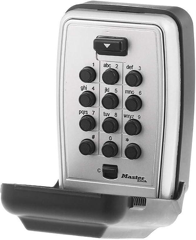 Master Lock Black Wall Mount Key Lock Box with Push Button Code for Listings, Outdoor Key Safe for Realtors, Job Sites, Landlords and Property Managers, 5 Key Capacity, 5423D