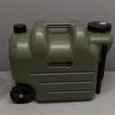 7.4 Gallon Water Jug, 28L Portable Water Container with Wheel & Pull Handl, Spigot, Cleaning Brush, Detachable Hose & Extra Lid, BPA-Free Camping Hydration Canteen, Outdoor Tank Storage PE - Green