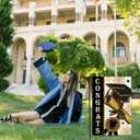 Diploma Cap Congrats Grad Garden Flag 12.5x18 Inch Burlap Double Sided, Black Gold Class Of 2025 Graduation Yard Outdoor Decoration