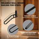 Right Side Wall Mounted handrail, Garge Door Stair Railing for 1-3 Steps(Polished Black, Right Side, 230LBs Loading)