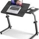 TV Tray Table, Mobile TV Dinner Trays for Eating on Couch, Folding Side Desk with Wheels, Tilt & Height Adjustable Snack Table Laptop Desk for Sofa Living Room Bedroom & Office (Black)