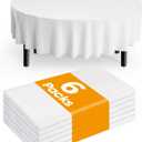 Pureegg Plastic Table Cloth Disposable 6 Pack, 84'' Round Table Cloths, Party, Picnic, Wedding, Decorative Tablecloths, Round, White Plastic Cover, Waterproof, White