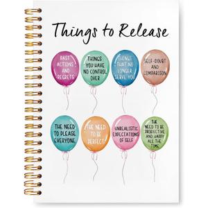VIIJJUE Balloon Mental Health Notebook, Mental Health Journal for Women, Motivational Quote Journals for Writing, Things to Release Positive Hardcover Spiral Notebooks, 5.5x8.3 Inch