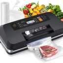 95kpa Vacuum Sealer Machine, Updated 2025 Commercial Fully Automatic Food Sealer, 10-in-1Functions & Powerful Sealing System with Double Heat Seal, Easy-Lock Handle, Built-in Cutter and Bag Storage (Black)