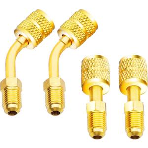 R410A Adapter 5/16" SAE Female to 1/4" SAE Male Flare for Air Conditioners HVAC, 2 Adapter (1 Straight + 1 Angled)